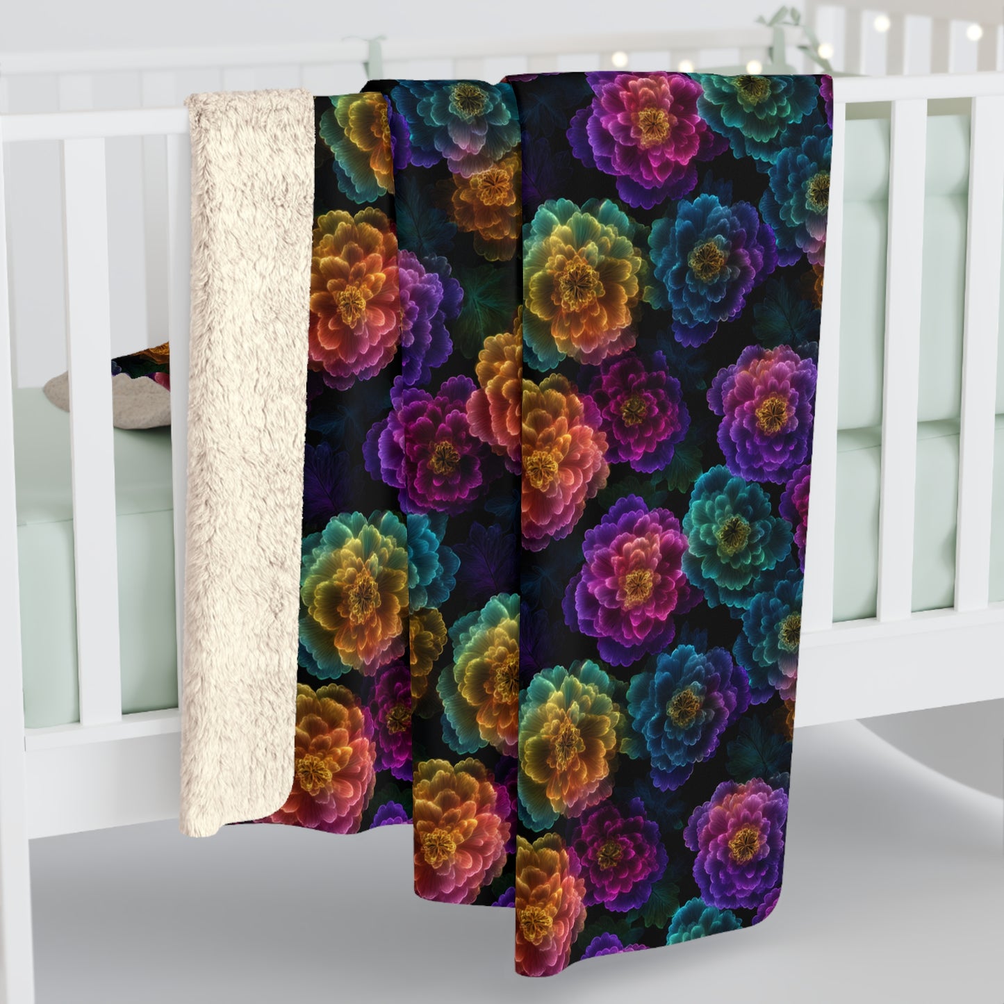 Neon Whisper Blooms Fleece Blanket