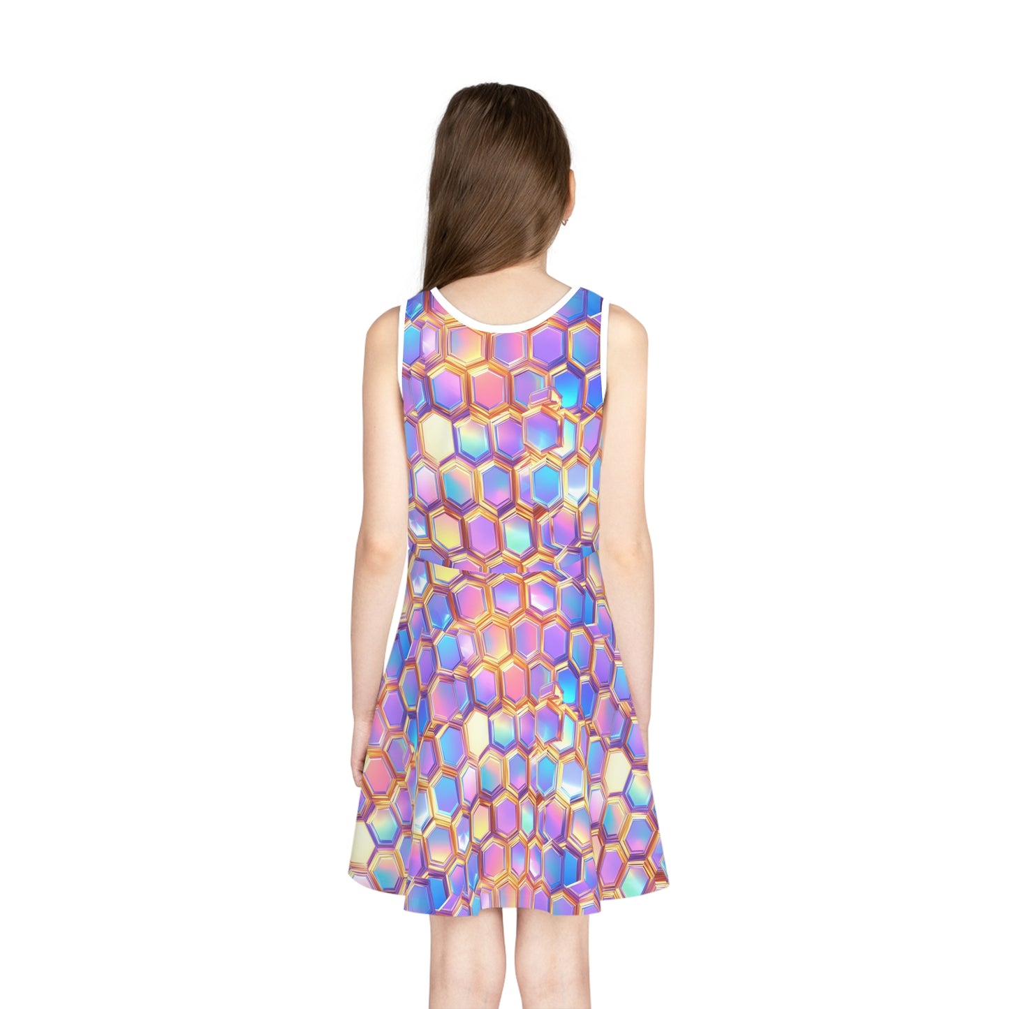 Aurora Hexagons Girls' Sleeveless Sundress