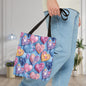 Color Pop Stitched Hearts Canvas Tote Bag