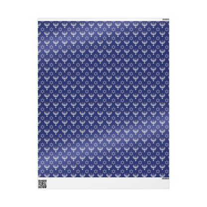 Menorah/Star of David (Blue) Hanukkah Wrapping Paper