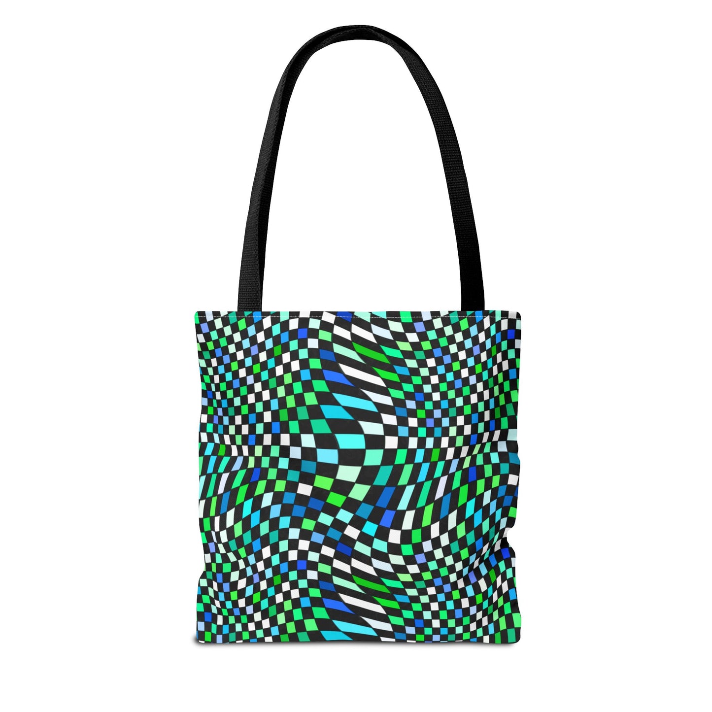 Warped Green Checkered Canvas Tote Bag