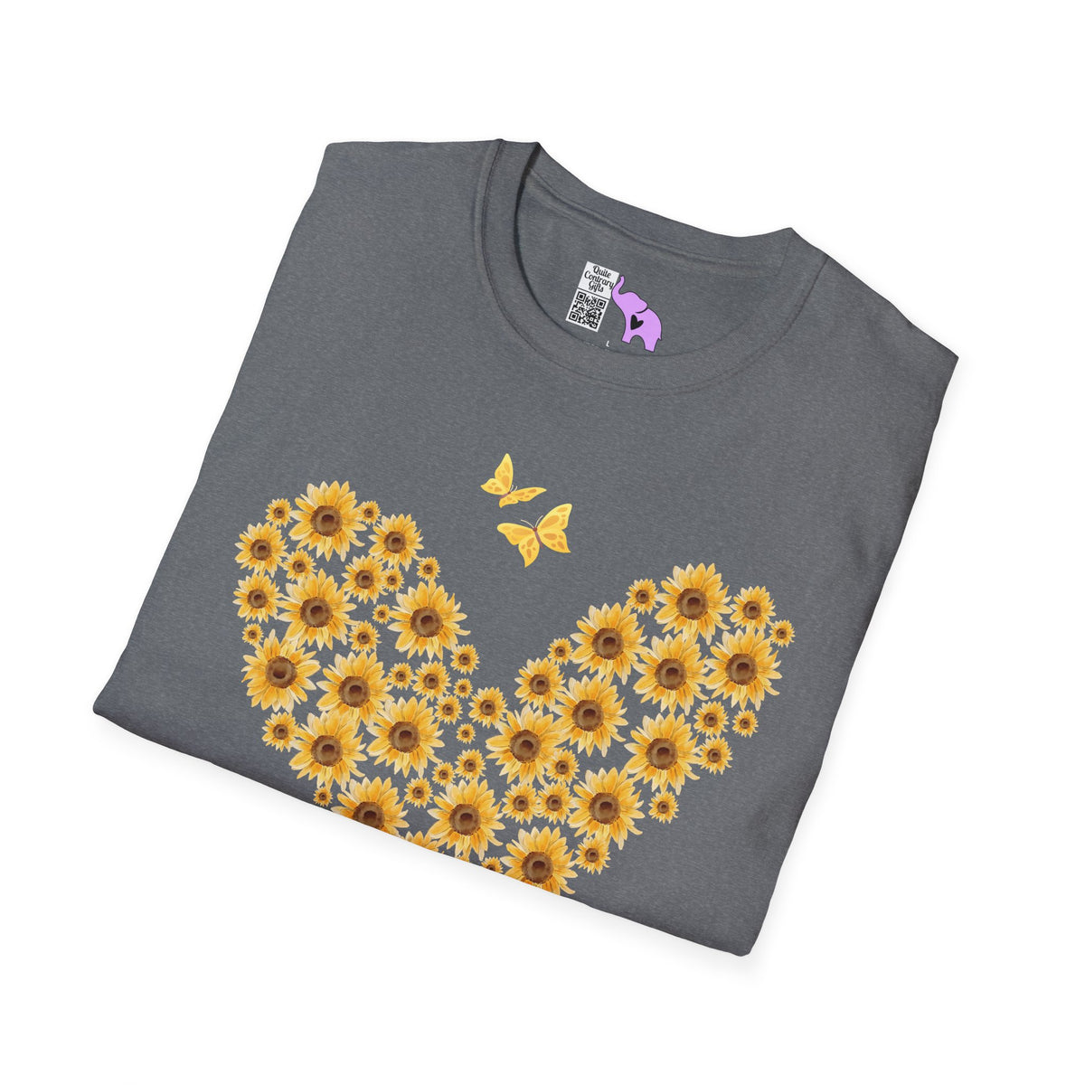 Sunflower Heart & Butterflies Adult T-shirt