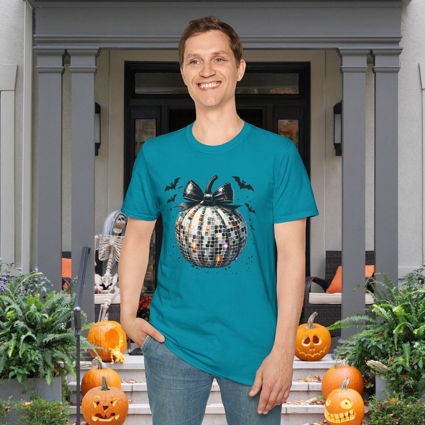 Silver Disco Pumpkin Adult T-shirt