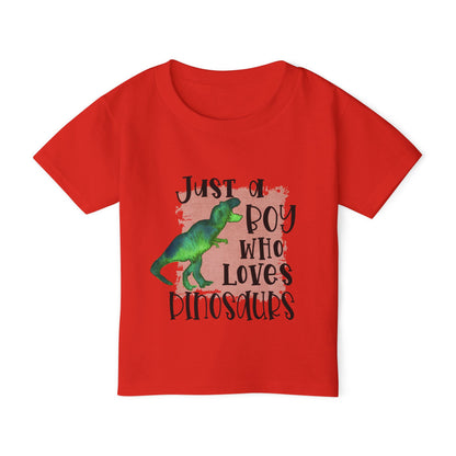 Just A Boy Who Loves Dinosaurs Heavy Cotton™ Toddler T-shirt