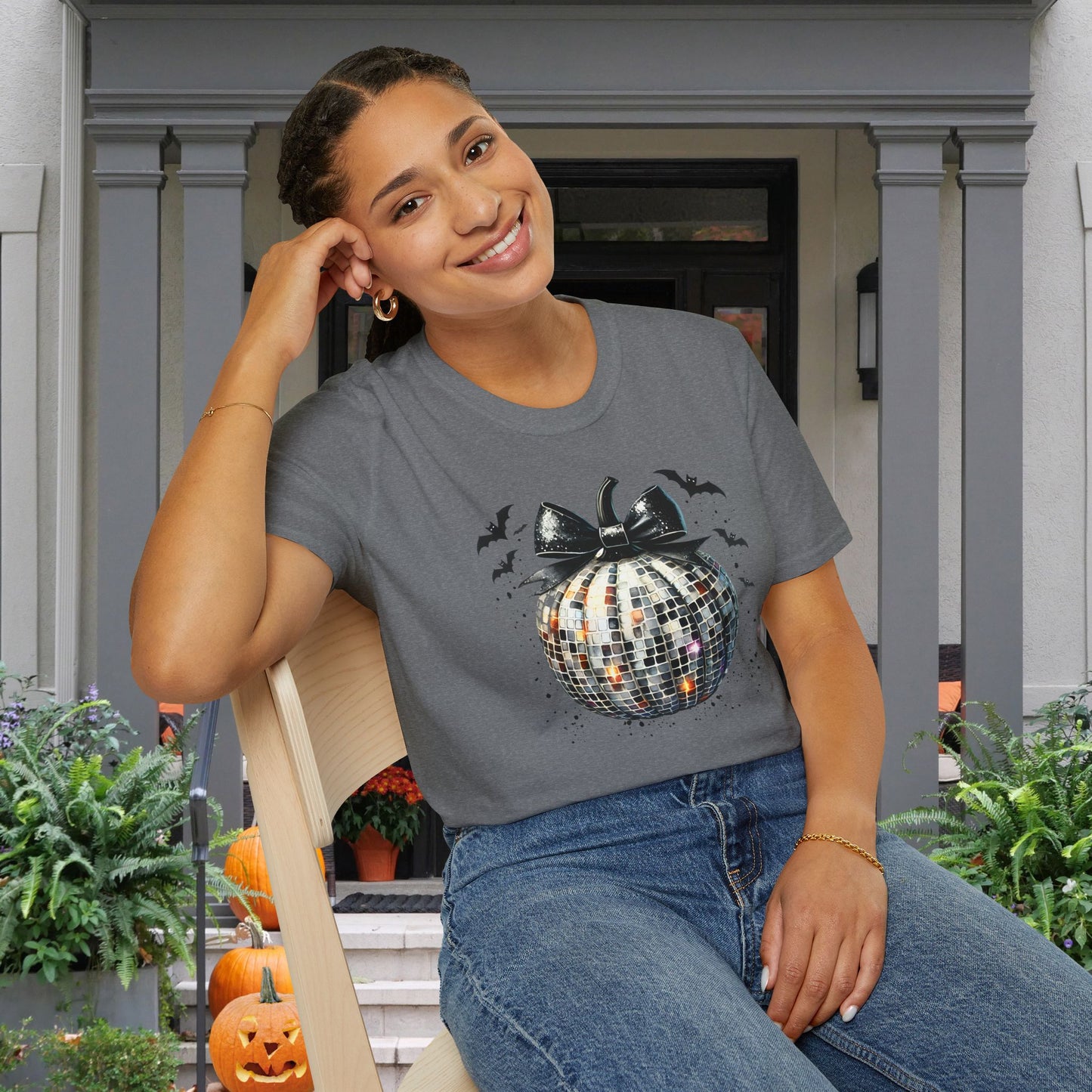 Silver Disco Pumpkin Adult T-shirt