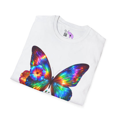 Colorful Butterfly & Flowers Adult T-shirt