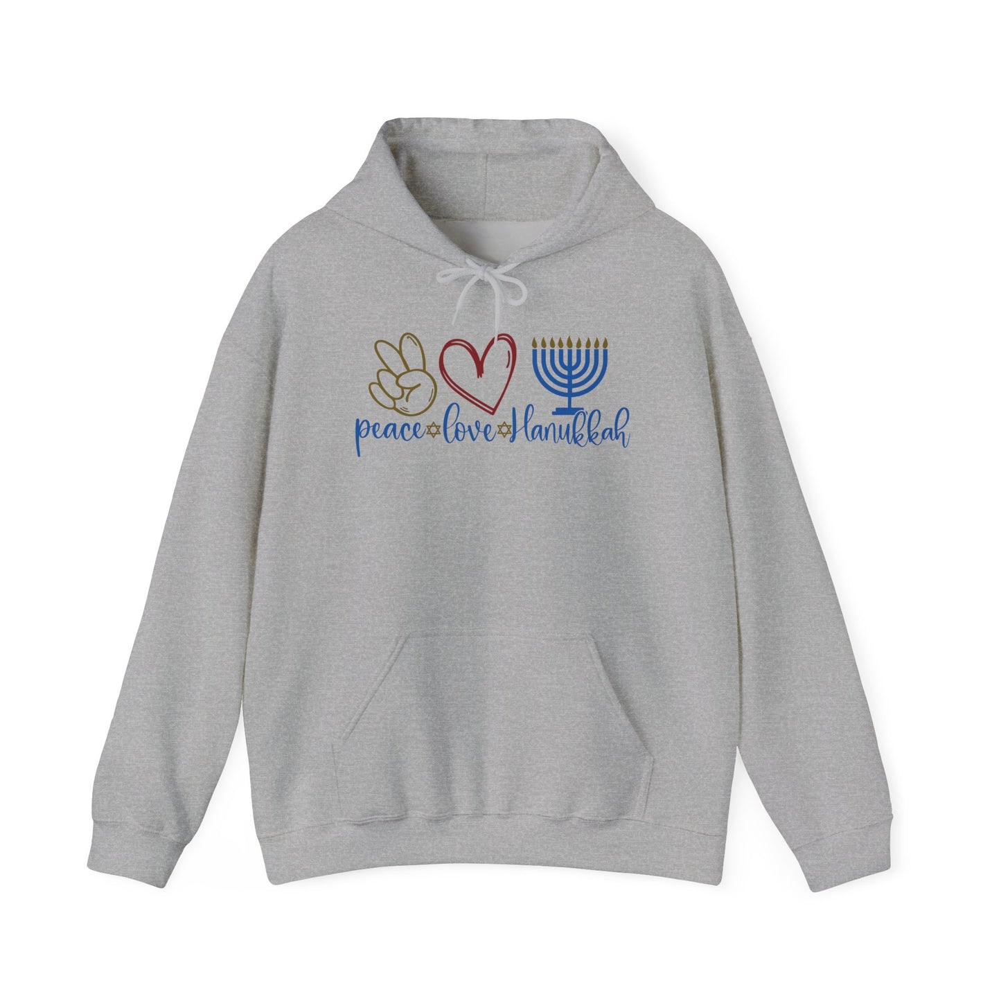 Peace Love Hanukkah Adult Heavy Blend™ Hooded Sweatshirt