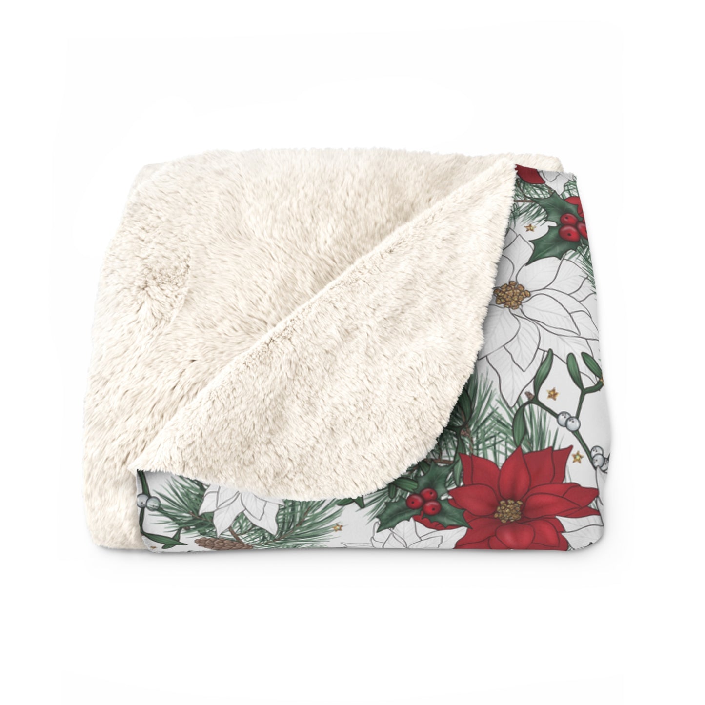 Winter Poinsettia Garden Fleece Blanket
