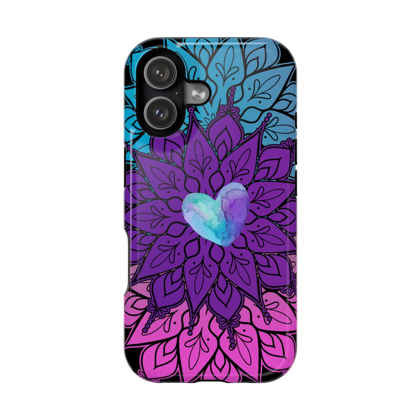 Colorful Mandala w/Heart MagSafe® Compatible Tough Case for iPhone