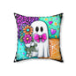 Ghostly Stitches Throw Pillow