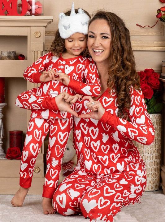 Matching Heart Pajamas Parent-child Sets