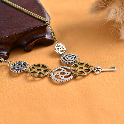 Vintage Steampunk Gear Pendant Necklace