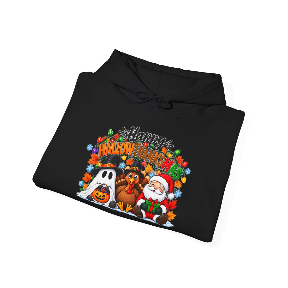 Happy Hallowthanksmas (String Lights) Heavy Blend™ Adult Hoodie