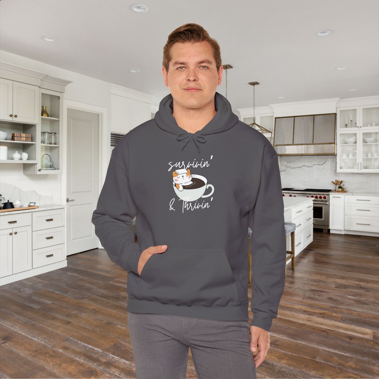 Survivin' and Thrivin' Cat Heavy Blend™ Hooded Sweatshirt