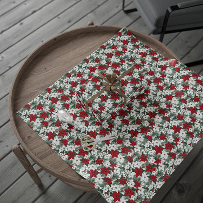 Winter Poinsettia Garden Wrapping Paper