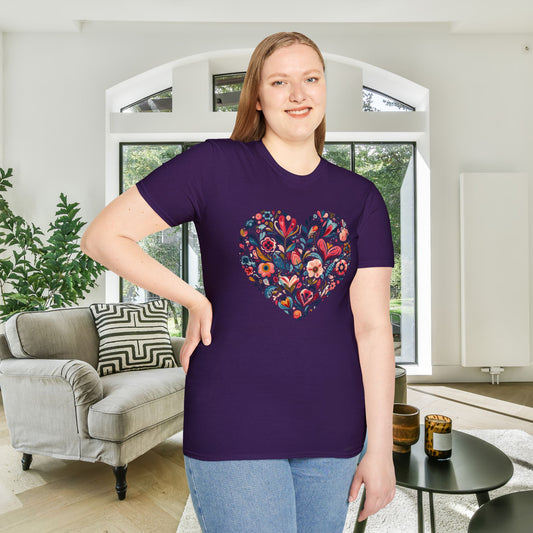 Floral Heart Adult T-shirt