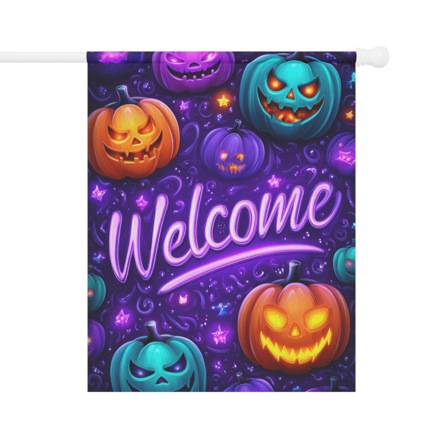 Welcome Halloween Purple Garden Banner