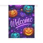 Welcome Halloween Purple Garden Banner