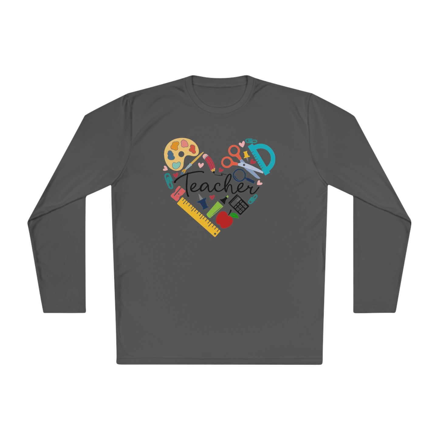 Teacher Supply Heart Adult Long Sleeve Tee