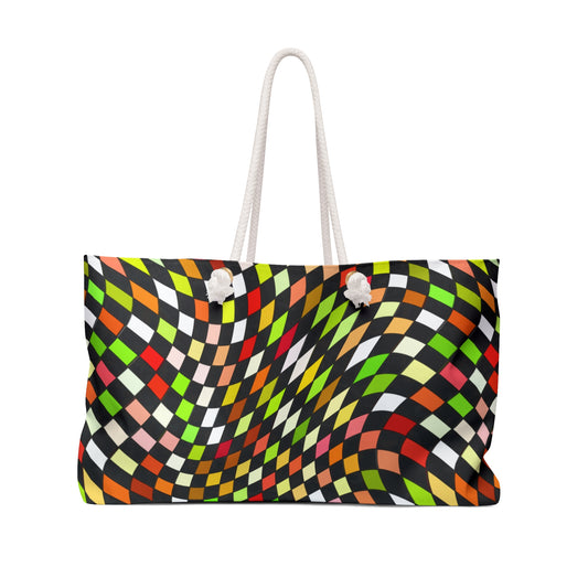 Warped Yellow/Green Checkered Weekender Bag