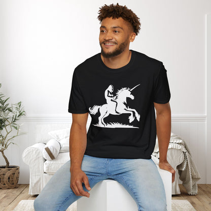 Bigfoot Rides A Unicorn Adult T-shirt
