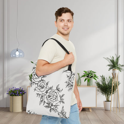 Midnight Rose Sketch Canvas Tote Bag