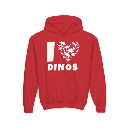 I Love Dinos (Dino Heart) Youth Heavy Blend Hoodie