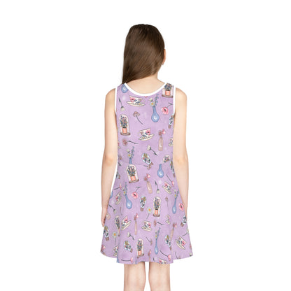 Purple Wildflowers Sleeveless Sundress