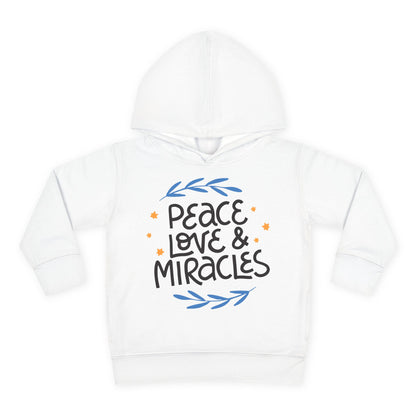 Hanukkah Peace Love & Miracles 2 Toddler Pullover Fleece Hoodie