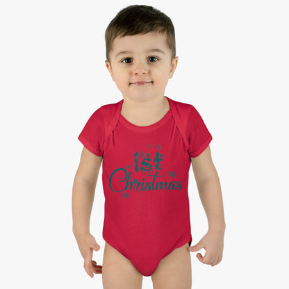 1st Christmas Infant Baby Rib Bodysuit