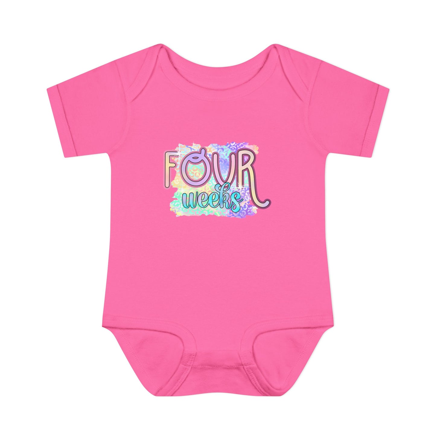 Pastel Wild One Milestone Baby Bodysuit-Four Weeks