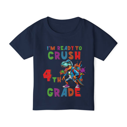I'm Ready to CRUSH 4th Grade Dinosaur Heavy Cotton™ Toddler T-shirt