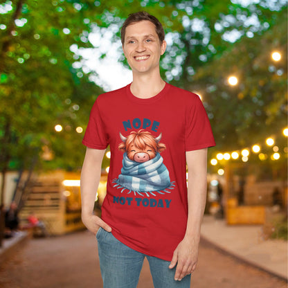 Nope Not Today Cute Cow Adult T-shirt