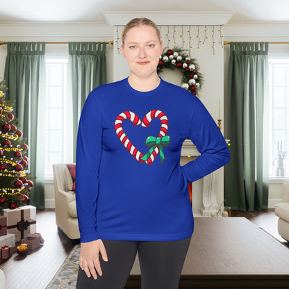 Candy Cane Heart Adult Long Sleeve Tee