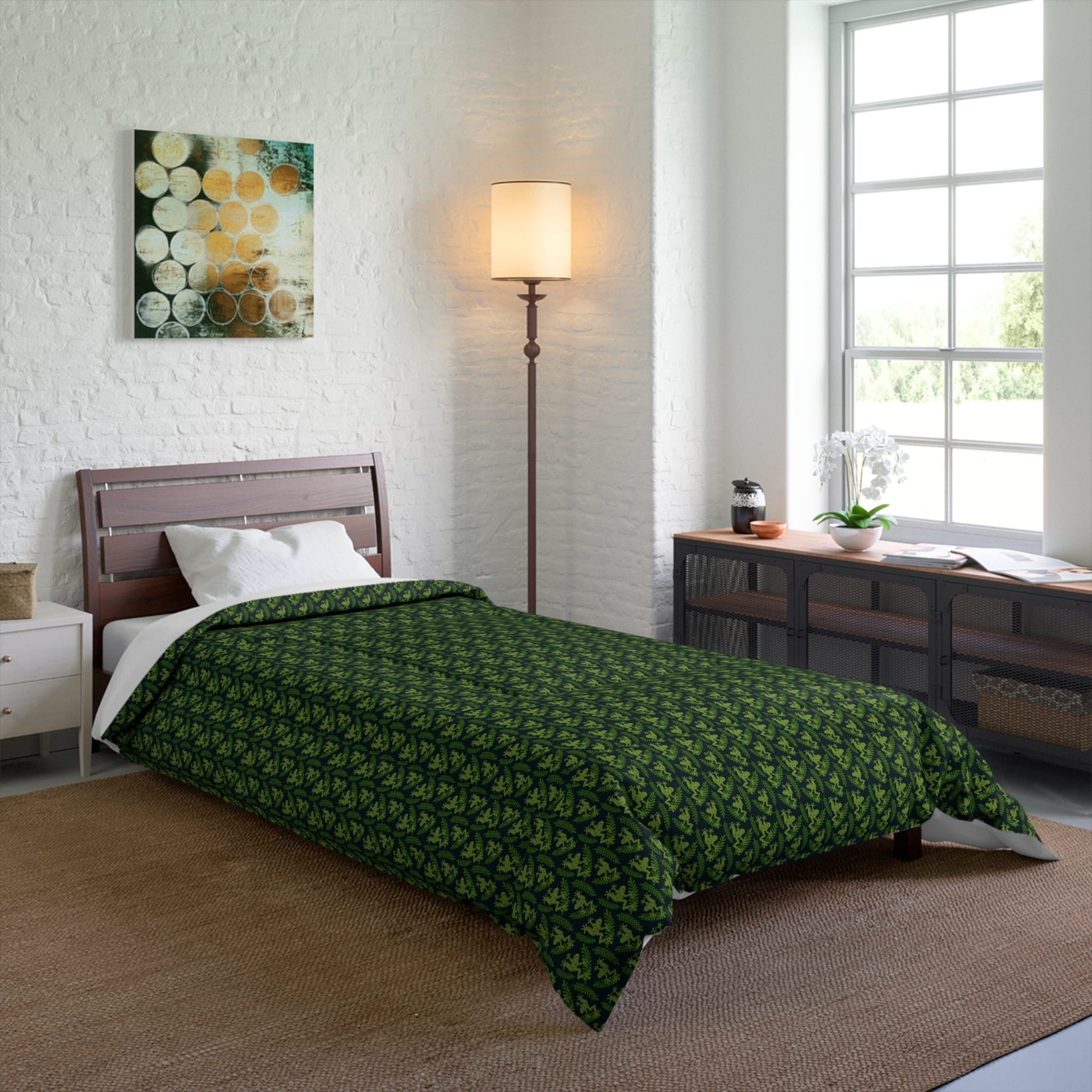 Emerald Canopy Frogs Comforter