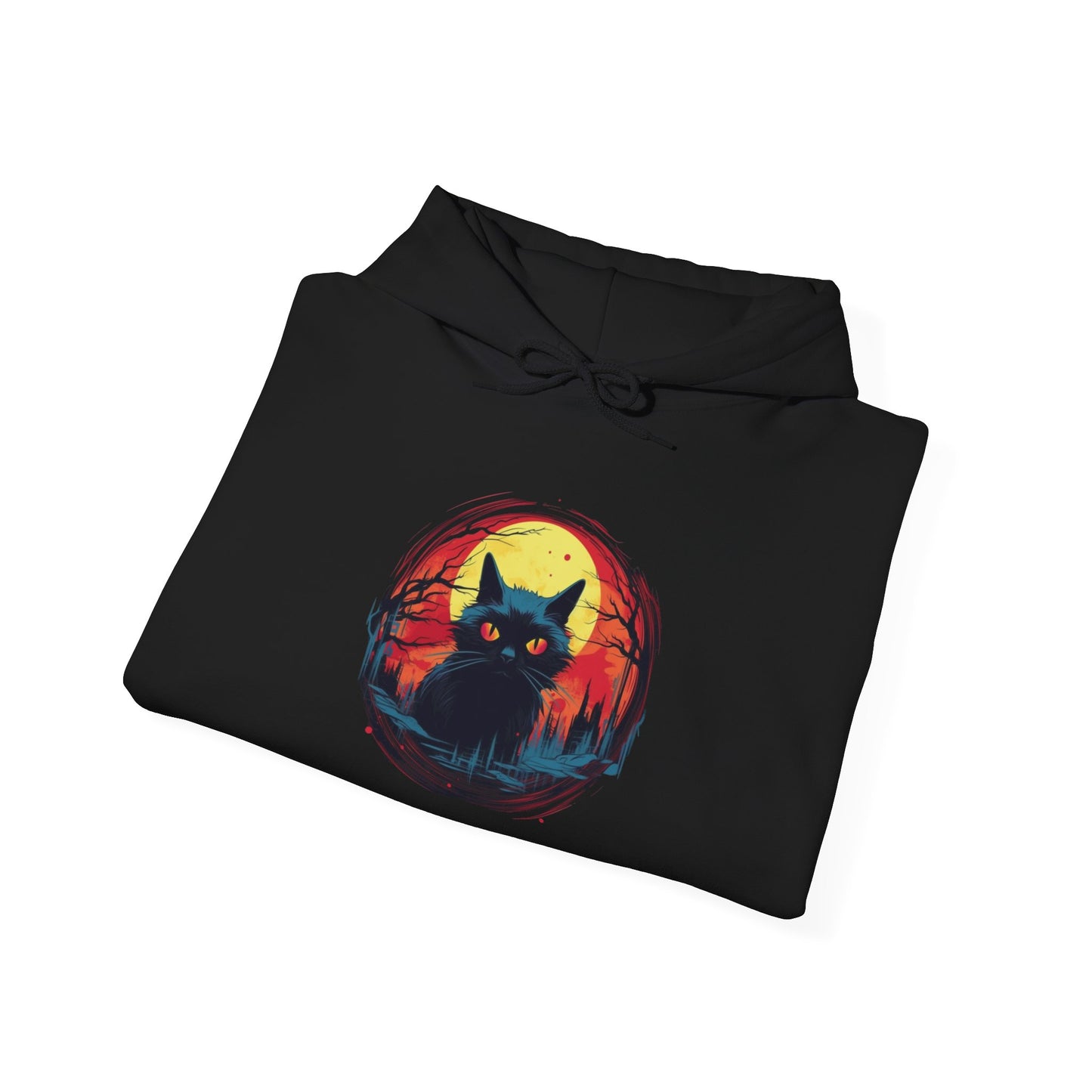 Creepy Black Cat 16 Heavy Blend™ Hooded Sweatshirt