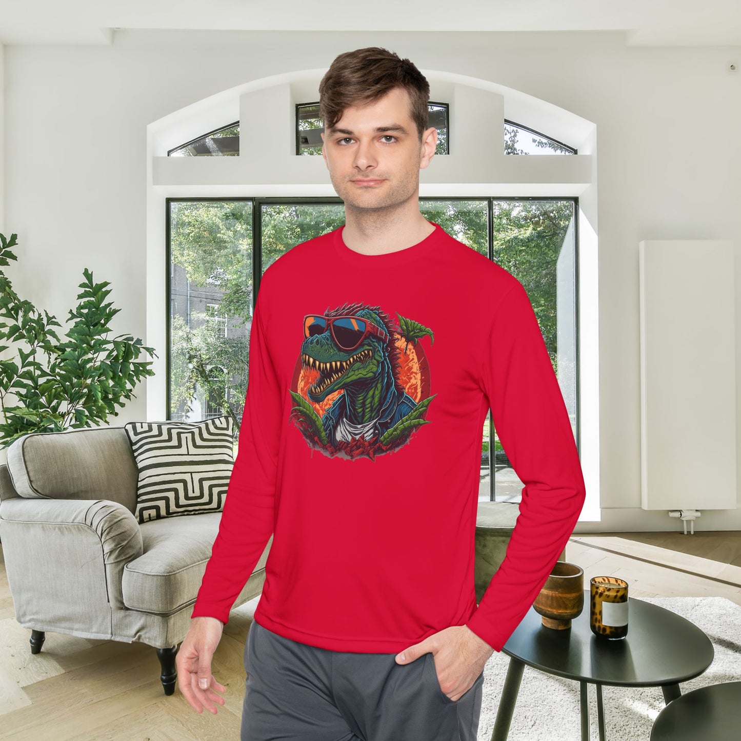 Cool Dinosaur Adult Long Sleeve Tee