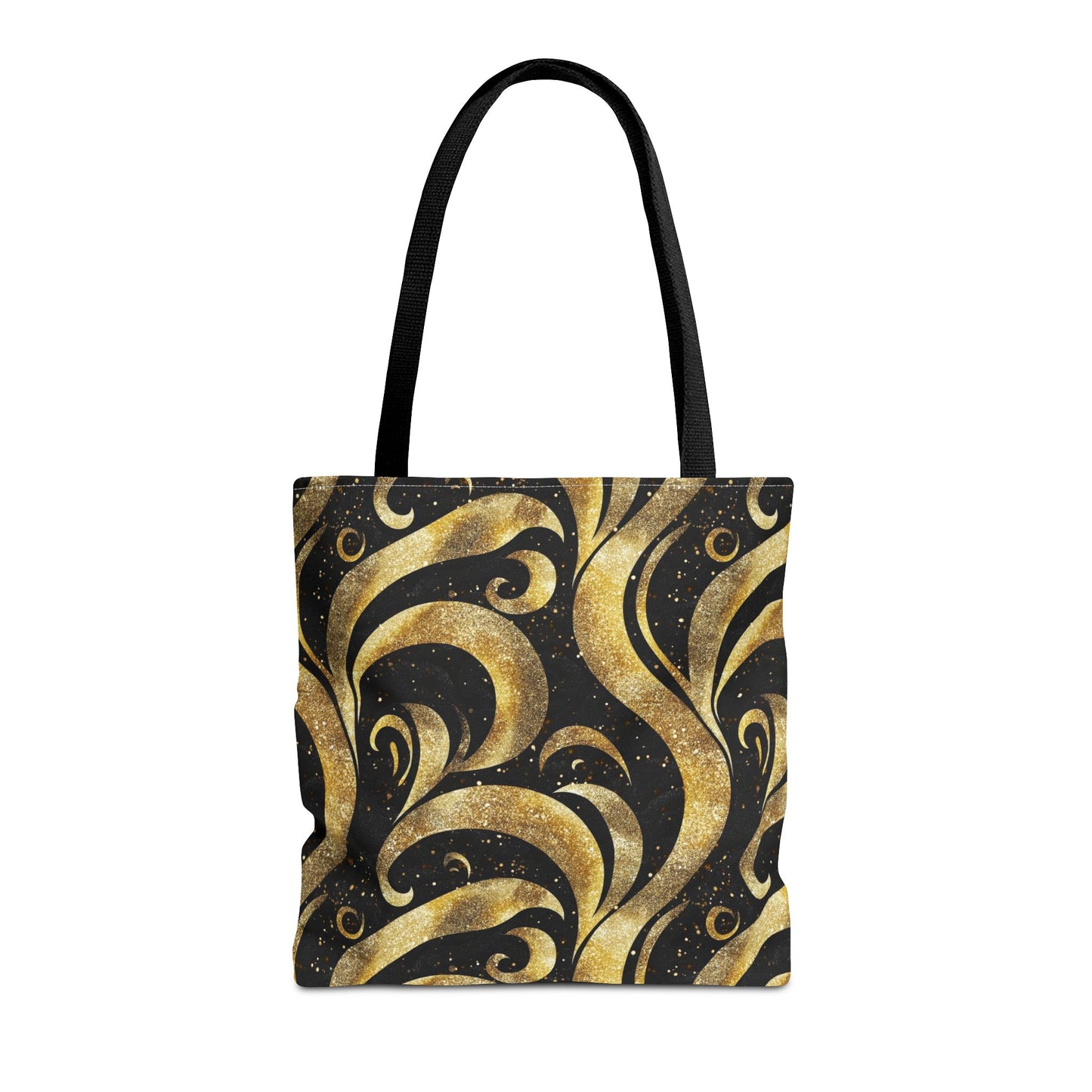 Black & Gold Luxe Swirl Canvas Tote Bag