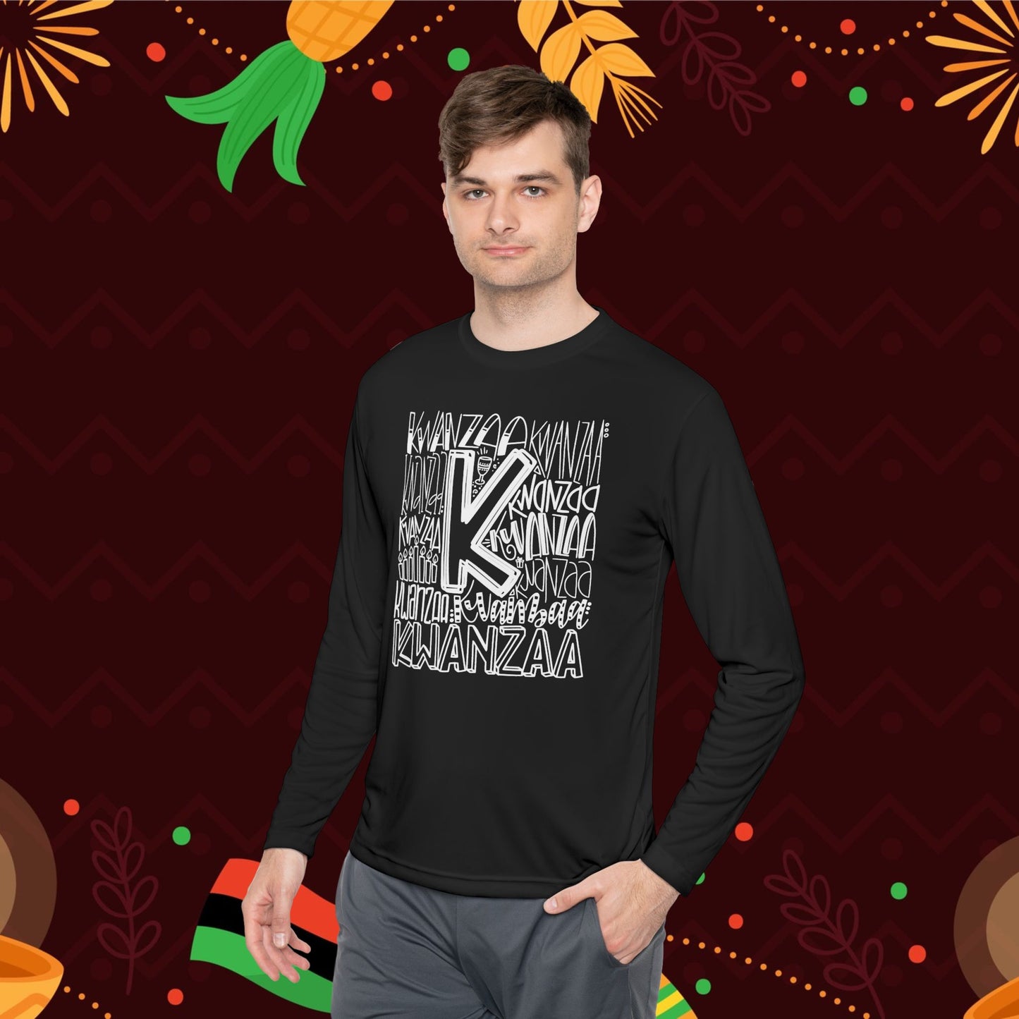 Kwanzaa Wordcloud Adult Long Sleeve Tee
