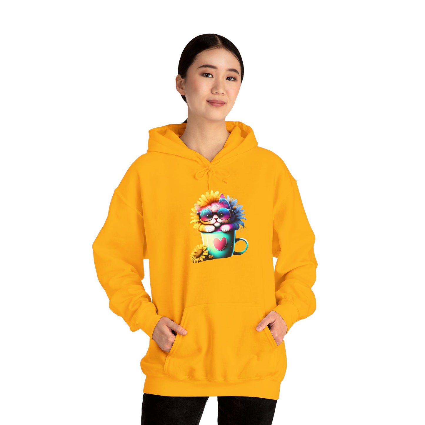 Cute Sunflower Kitten Heavy Blend™ Hooded Sweatshirt