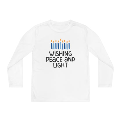 Hanukkah Wishing Peace & LIght Youth Long Sleeve Tee