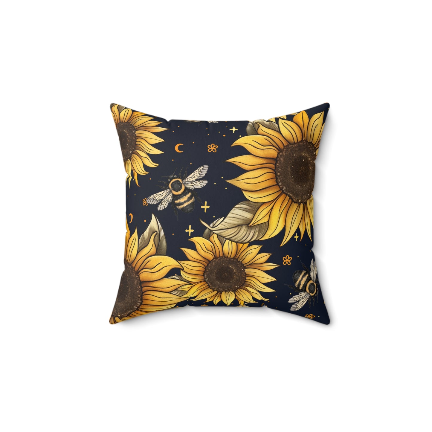 Sunflowers & Bees Throw Pillow