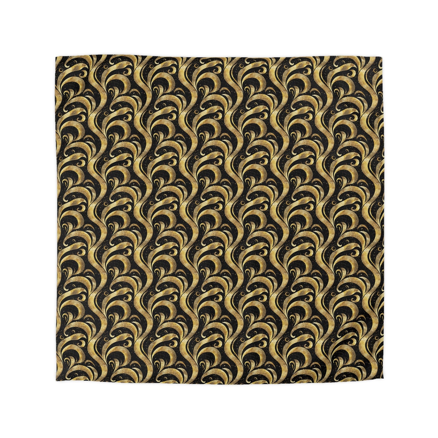 Black & Gold Luxe Swirl Microfiber Duvet Cover
