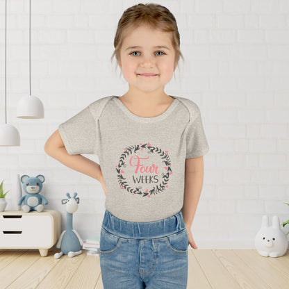 Pink Milestone Wreath Onesie-Four Weeks