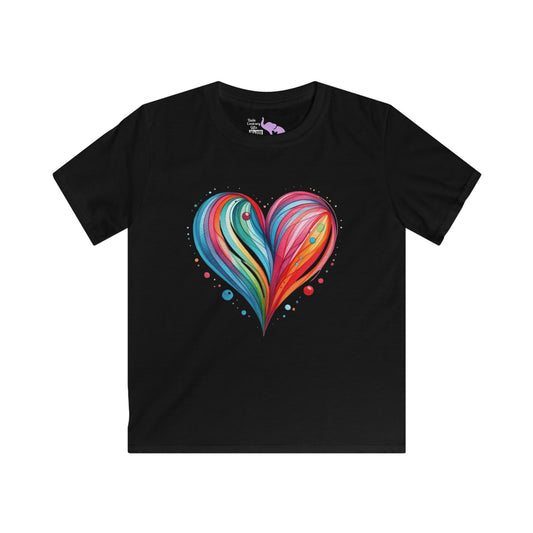 Blushing Rainbow Heart Youth Softstyle Tee