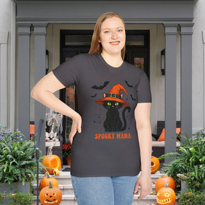 Spooky Mama (Black Catl) Adult T-shirt