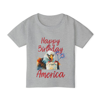 Happy Birthday America (Eagle Eating Cake) Heavy Cotton™ Toddler T-shirt