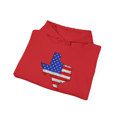 Texas-shaped American Flag Heavy Blend™ Hooded Sweatshirt