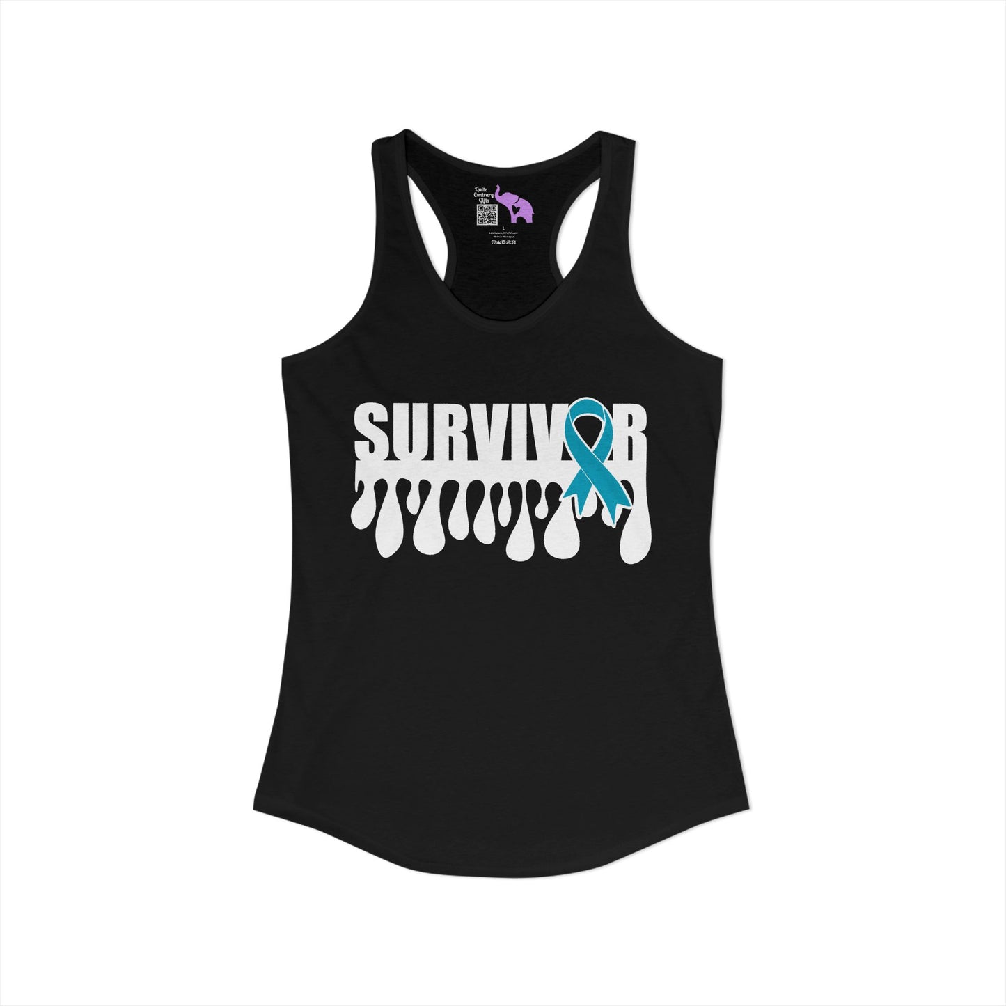 Survivor (Custom Cancer Ribbon) Women's Ideal Racerback Tank