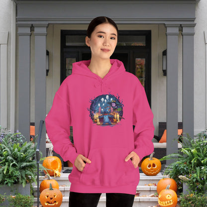 Spooky Stitch Ghosts and Witch Heavy Blend™ Hooded Sweatshirt